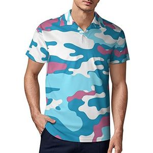 Roze en blauwe camouflage heren golf polo shirt zomer korte mouw T-shirt casual sneldrogende T-shirts XL