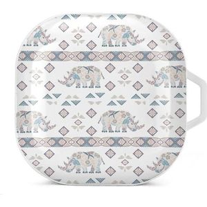 Rhino gemaakt van bloemen bladeren oordopjes hoesje compatibel met Samsung hard shell beschermhoes wit stijl