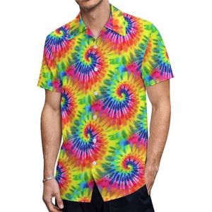 Vortex Tie Dye Heren Shirts met korte mouwen Casual Button-down Tops T-shirts Hawaiiaanse strand T-shirts XL