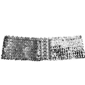 Tailleband Elastische Pailletten Taille Riem Vrouw Stretchable Taille Strap Party Kleding Jurk Accessoire, Zilver