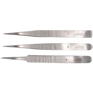 KD89 Assortiment Van 3 Pincetten 1 - 3 - 5 - Precisiepincetten Van Anti-Magnetisch Staal, Metaal