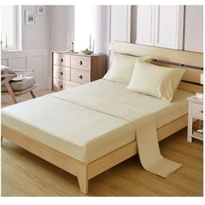 Beddengoed Set 4-delige Lakenset Met Diepe Zak, Hoeslaken, Zacht Geborsteld Beddengoed, Kreukvrij Dekbedovertrekset(Beige,274 * 259cm)