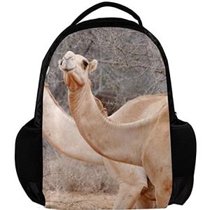 Afrikaanse Camel Gepersonaliseerde Rugzak voor vrouwen en man School reizen werk Rugzak, Meerkleurig, 27.5x13x40cm, Rugzak Rugzakken