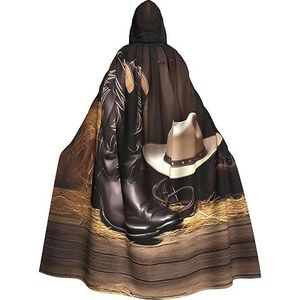 TOMPPY Cowboy zwarte hoed westernlaarzen unisex capuchon mantel volwassen Halloween mantel capuchon cape voor Halloween Kerstmis cosplay kostuum