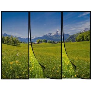 Magnetische hordeur 175x230cm Mesh Gordijn Past Met Volledig Frame Tot Bodem Afdichting Insecten Uit Mosquito Mesh Gordijn Voor Franse Deuren Patio Door,zwart