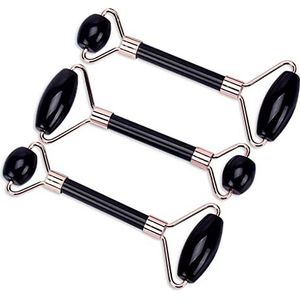Zwarte obsidiaan massageroller kristal jade steen cellulitis rimpelroller cool beauty tool voor huidverzorging 1 stuk (kleur: met witte doos)