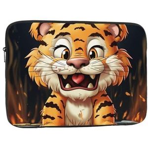 Cartoon tijger Laptop Sleeve Bag voor Vrouwen, Schokbestendige Beschermende Laptop Case 10-17 inch, Lichtgewicht Computer Cover Bag, ipad case, Zwart, 13 inch