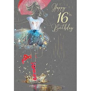 Meisje Tiener Vrouwelijke Mijlpaal Leeftijd 16 Verjaardag Wenskaart - van de Prachtige Grace Range - Glitter & Foil Afgewerkt (16e)
