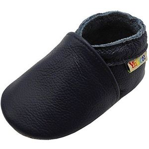 Yalion Baby jongens meisjes zacht leer loopschoenen kruipschoenen babypantoffels met suède zolen multi-stijl, Donkerblauw, 24/25 EU