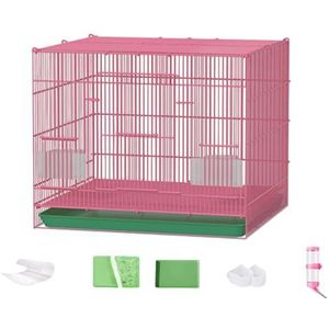 Colcolo Konijnenkooi Kleine Dieren Huis Gemakkelijk Schoon Huis Duurzaam Binnen Konijnenhok Cavia voor Chinchilla Eekhoorn Fretten, roze B