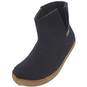 HAFLINGER Emils Choice Booty Pantoffels - Blauw - Wolvilt - Leren Zool