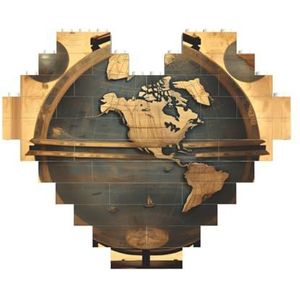 Oude wereldbol legpuzzel - hartvormige bouwstenen puzzel-leuk en stressverlichtend puzzelspel