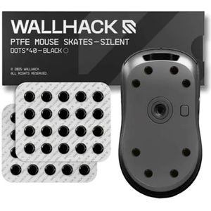 Wallhack PTFE Dot Stil Mouse Skates | Premium Universele Skates voor Gamingmuizen | Ultraglad Glijden op Stoffen & Glazen Muismatten | Snelheid & Controle Aan | Eenvoudig aan te Brengen | Zwart, 7mm