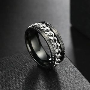 Ringen voor mannen spinnen titanium roestvrij staal kleurrijk Spinner draaibare ketting sieraden-10-KBR222