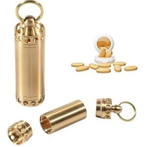 Pill dispenser Small Brass Pill Box, Nitro Pill Case Keychain, Travel Pill Holder For Purse, Air-Tight EDC Accessory Case, Outdoor Pill Bottle (Size : S and L)