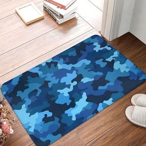 YNCATXZ Blauwe camouflage-deurmat, 40 x 60 cm, antislip, binnen-buitenmat, welkomstmat, wasbaar deurmat voor entree, deurmat, absorberende flanellen badmatten