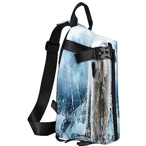 Sling Rugzak Borsttas Goed Gedragen Schnauzer Anti Diefstal Crossbody Schoudertas Dagrugzak Outdoor Sport Reizen Wandelen voor Mannen Vrouwen, Coole Animal Witte ijsbeer, Crossbody Backpack