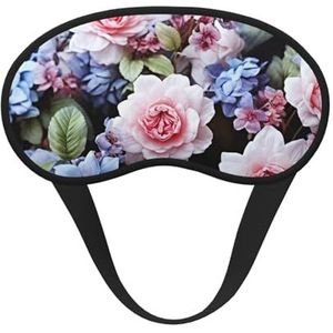 Slaapoogmasker voor dames en heren, zacht, comfortabel slaapmasker, verduisterend, slaapoogbedekking voor reizen, yoga, dutje ploegenwerk, blauwe en roze bloemen