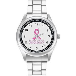 Roze Borstkanker Bewustzijn Mode Horloge Zakelijke Jurk Quartz Rvs Polshorloge Armband Horloges