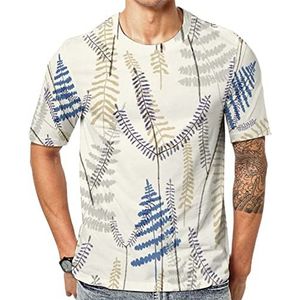 Gelaagde Fern Leaves And Fronds grafische T-shirt met korte mouwen voor heren ronde hals print casual T-shirt XL