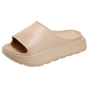 UBOHUZ Zomer Strand Dikke Zool Slippers Vrouwen Indoor Home Slides Vrouw Lichtgewicht Antislip Badkamer Slippers Voor Badkamer, Zwembad, Kaki, 40-41