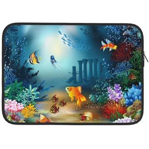 Sea Life Gold Vissen Gedrukt Laptop Sleeve Bag Duurzaam Laptop Case Computer Draagtas Beschermhoes 15 Inch