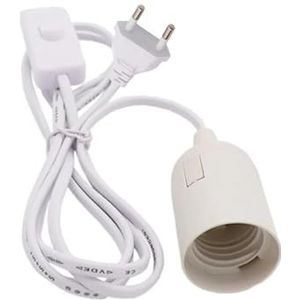 5 stuks/partij E27 E14 lampvoet US EU stekker schroefhouder met schakelaar draad hanglampkop for LED-spaarlampen(White Eu Plug,E27)