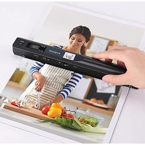 MUNBYN Documentscanner, 900DPI, Handscanner, resolutie s/w en kleur, documentenscanner, draagbare scanner, draadloze draagbare A4 scanner met kaart JPG en PDF-formaat - zwart