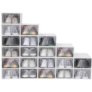 20 Schoenendozen Transparante Stapelbare Schoenendoos Plastic Schoenendoos Set Schoenendoos met Deksel Opbergdoos Plastic Doos Schoenendozen voor Schoenen Opvouwbare Doos Lade Schoen