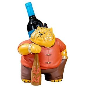 Wijnrek Wijnrekken Creatieve tijger vorm wijnrek moderne hars dierlijke wijn houder woonkamer TV Kast Woninginrichting Decoratie Craft Flessenrek (Color : Yellow)