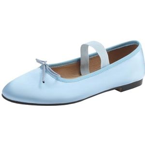 Vrupons Leuke vlinderdas vrouwen trouwen Jane schoenen met platte hakken en zachte zool, blauw, 32 EU