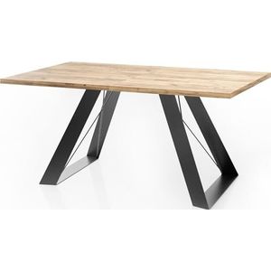 WFL GROUP Eettafel Colter in moderne stijl, rechthoekige tafel, uittrekbaar van 160 cm tot 260 cm, gepoedercoate zwarte metalen poten, 160 x 90 cm (eiken craft, 160 x 90 cm)