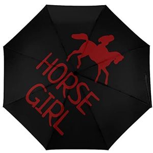 Paard Meisje Mode Paraplu's Voor Regen Compact Tri-fold Reverse Folding Winddicht Reizen Paraplu Handleiding