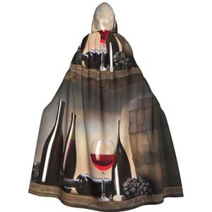 WURTON Druivenwijn volledige lengte carnaval cape met capuchon cosplay kostuums mantel, 190 cm