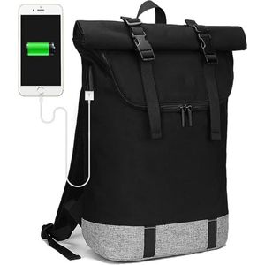 DRNSYHX backpack Backpack Rolltop Rucksack Women & Men School Bag Unisex Water-resistant Casual Daypack Fits 15 6 Inch Macbook Laptop-black-15 6 In