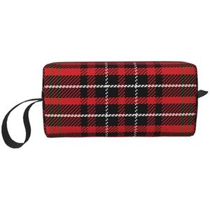 Make-uptas,Ontvangst Tas Reizen Cosmetische Tas Toilettas Draagbare Make-up Pouch Organizer,Schotse Tartan Rode Schoonheid, zoals afgebeeld, Eén maat