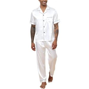 Heren Satijnen Pyjama Heren Korte Top Met Knoopsluiting En Pyjamabroek Tweedelige Nachtkleding Huispak Nachtkleding Loungewear