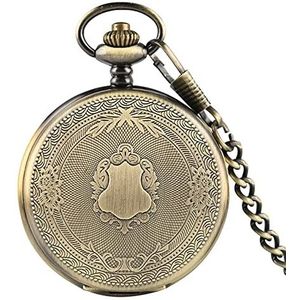 Zakhorloges Creative Bronze/Silver/Gold Exquisitely Gesneden Patroon Quartz Pocket Watch Analoog Bloem Rotan Pocket Watch (Color : Bronze)