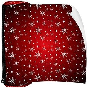 Potlood Case Pen Tas Houder met Rits Coin Organizer Tassen Make-up Cosmetische Pouch voor Vrouwen Tiener Meisjes Jongens Kinderen, Rode Sneeuwvlokken en Sterren