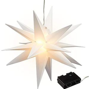 Lichtster 3D wit PVC LED kerstster om op te hangen verlicht in incl. 15 LED Ø 35 cm Outdoor IP44 (1 x LED lichtster wit)