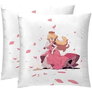 HLZLPYFC Voor Princess Peach elegante fluwelen kussenslopen - unieke patronen, set van 2, 45,7x45,7 cm - voor stoel, bed en decoratie!