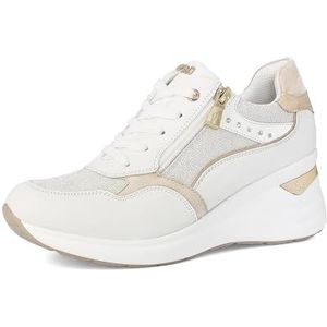 inblu Gymschoenen voor dames, met kleurrijke strass-steentjes en lichte hak, sluiting met veters en ritssluiting, 36 EU, Wit, 36 EU