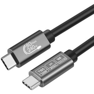 ConnBull Thunderbolt 5 kabels, 1 m lang, 240 W oplaadkabel, 80 Gbps, datakabel, 16 K/ 8K display, USB C naar USB C-kabel voor laptops, monitor, dock enz