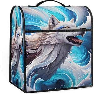 Grijze Dier Wolf Blauwe Achtergrond Koffiezetapparaat Stofkap, Waterdichte Stand Mixer Cover, Thuis Kleine Apparaat Guard Aid Assecories Protector voor Keuken Apparaat 17 inch