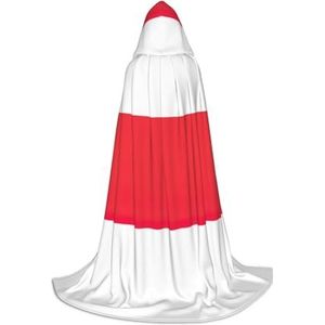 HJLUUFT Indonesische vlag print Hooded Mantel Renaissance Hooded Cape voor Vrouwen Mannen, Middeleeuwse Ridder Outfit Gothic Unisex