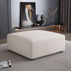 Modulaire Ottomaanse, Boucle gestoffeerde Ottomaanse, oversized vierkante schuim salontafel Ottoman, voor woonkamer sectionele bank White-80 * 60 * 35cm