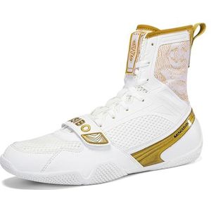 ZHENSI Boksschoenen Heren Dames Vechtsporten Worstelen High Top Fitness Sneaker Zero Drop Lichtgewicht Voor De Sportschool,Wit,36 EU