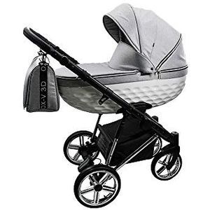 Wandelwagen set 3in1 2in1 buggy OXV-3D van Lux4Kids Silver 05 3in1 (inclusief autostoeltje)