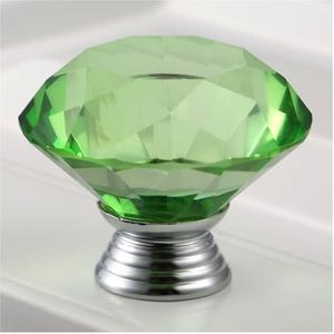 ORAMAI 12 Stuks Kristal Handvat 40 Mm/1.57in Diamant Glazen Knop + Schroeven Kast Pull Meubels Lade Wit Blauw roze Groen Zwart Rood (Color : Green)