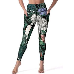 Palmboom Roken Meisje Vrouwen Yoga Broek Hoge Taille Leggings Buikcontrole Workout Running Leggings 2XL